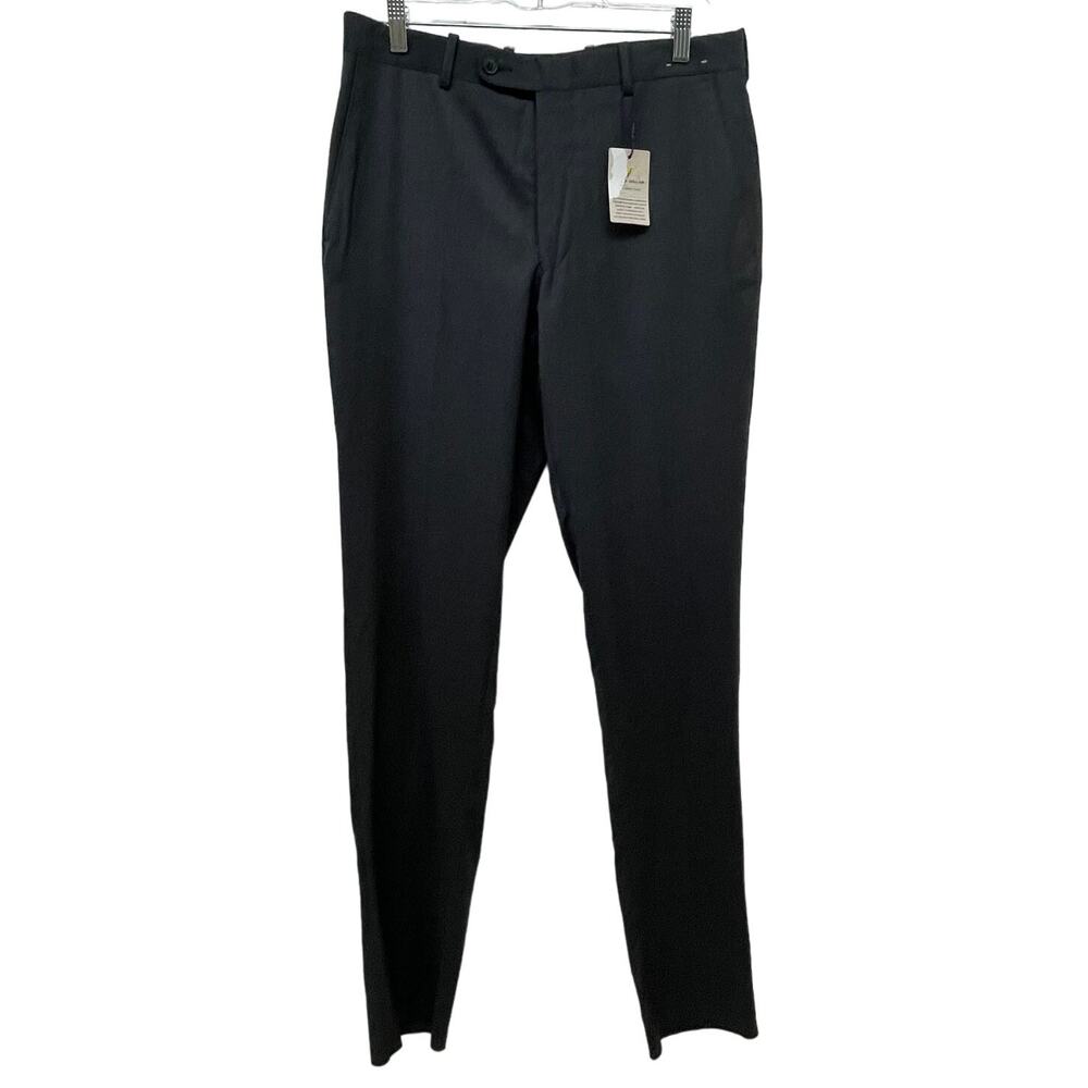 Peter Millar Harker Flat Front Solid Stretch Wool Dress Pants Charcoal 32R NWT